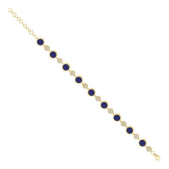 0.41ct Diamond & 3.49ct Lapis 14k Yellow Gold Bracelet