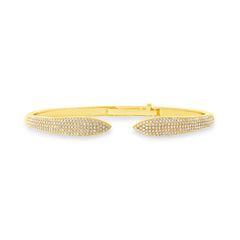 1.08ct 14k Yellow Gold Diamond Claw Bangle