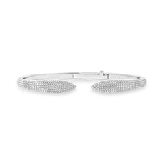 1.08ct 14k White Gold Diamond Pave Claw Bangle