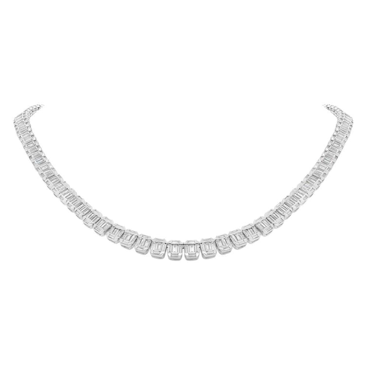 8.97ct 18k White Gold Diamond Baguette Necklace
