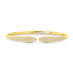 1.08ct 14k Yellow Gold Diamond Pave Claw Bangle
