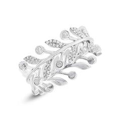 0.24ct 14k White Gold Diamond Eternity Leaf Ring Size 8.5