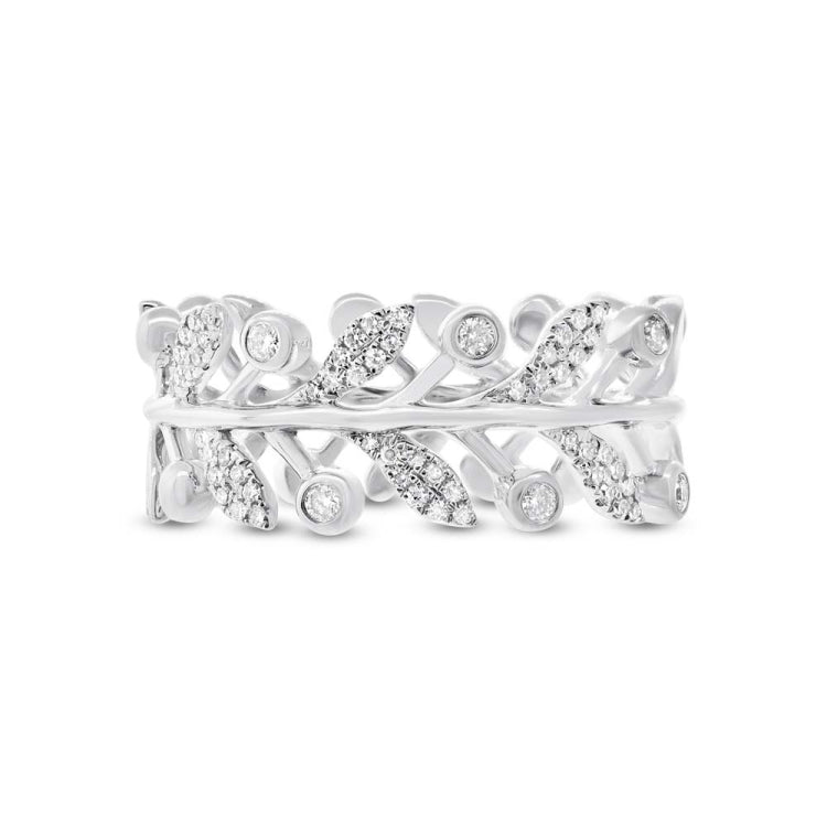 0.24ct 14k White Gold Diamond Eternity Leaf Ring Size 8.5