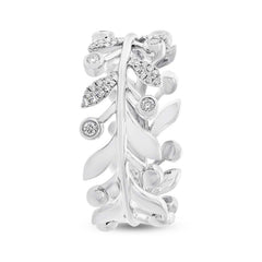0.24ct 14k White Gold Diamond Eternity Leaf Ring Size 8.5