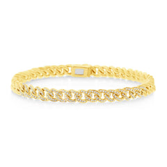 0.40ct 14k Yellow Gold Diamond Pave Chain Bracelet