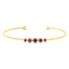0.14ct Diamond & 0.28ct Ruby 14k Yellow Gold Bangle