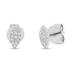 0.07ct 14k White Gold Diamond Pave Stud Earring