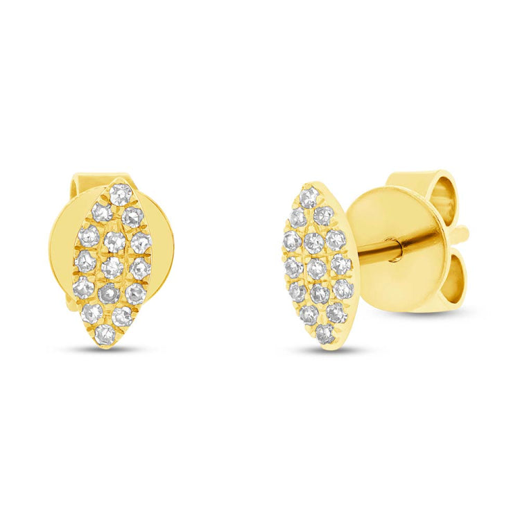 0.07ct 14k Yellow Gold Diamond Pave Stud Earring