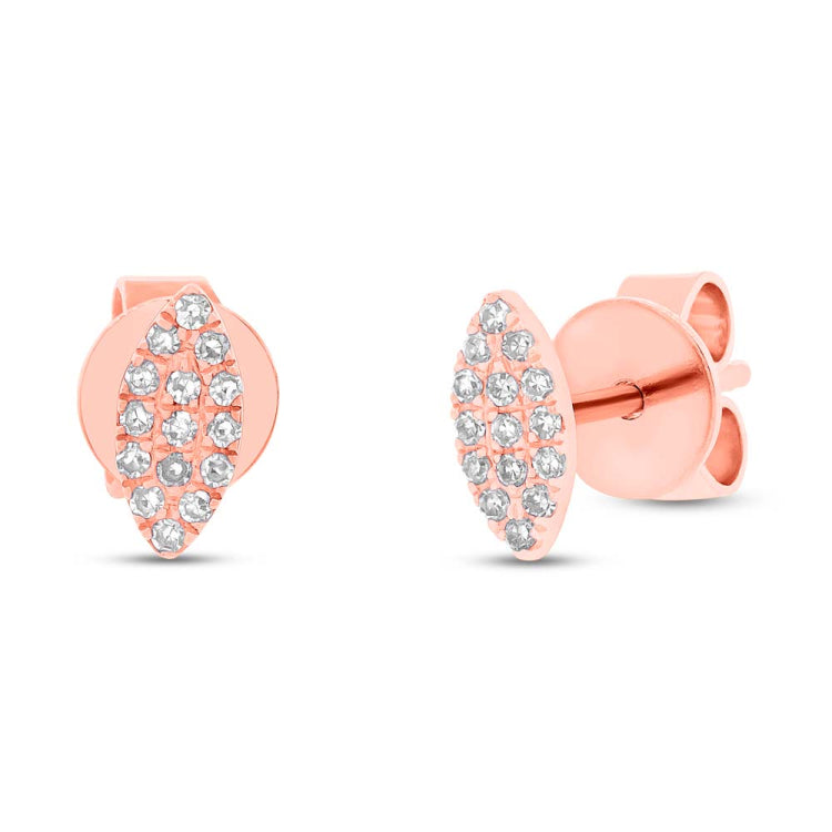 0.07ct 14k Rose Gold Diamond Pave Stud Earring