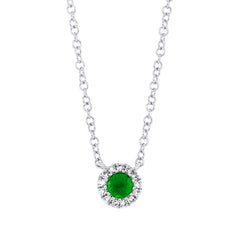 0.04ct Diamond & 0.11ct Green Garnet 14k White Gold Diamond Pendant