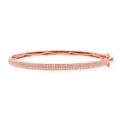 0.71ct 14k Rose Gold Diamond Pave Bangle