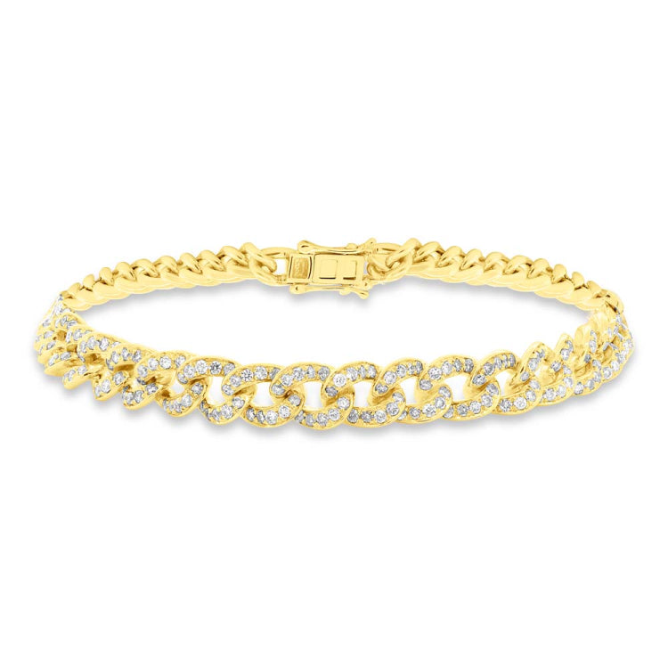 2.48ct 14k Yellow Gold Diamond Chain Bracelet