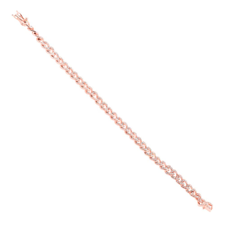 2.48ct 14k Rose Gold Diamond Chain Bracelet
