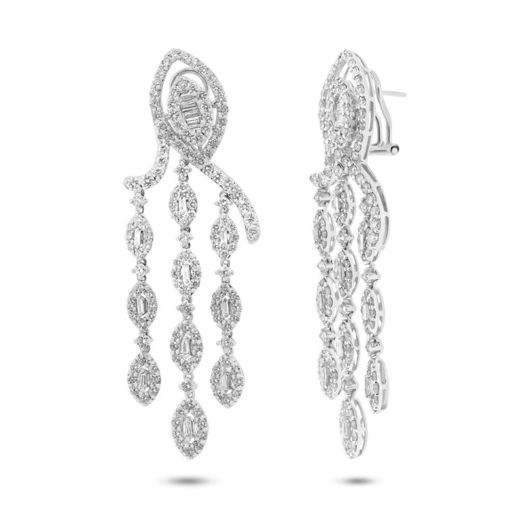 6.36ct 18k White Gold Diamond Chandelier Earring