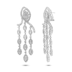6.36ct 18k White Gold Diamond Chandelier Earring