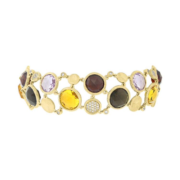 0.42ct Diamond & 49.72ct Multicolor Stone 14k Yellow Gold Bracelet