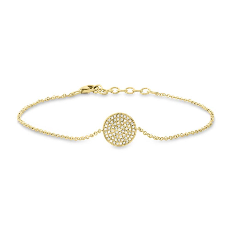 0.15ct 14k Yellow Gold Diamond Pave Circle Bracelet