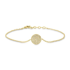 0.15ct 14k Yellow Gold Diamond Pave Circle Bracelet