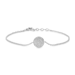 0.15ct 14k White Gold Diamond Pave Circle Bracelet