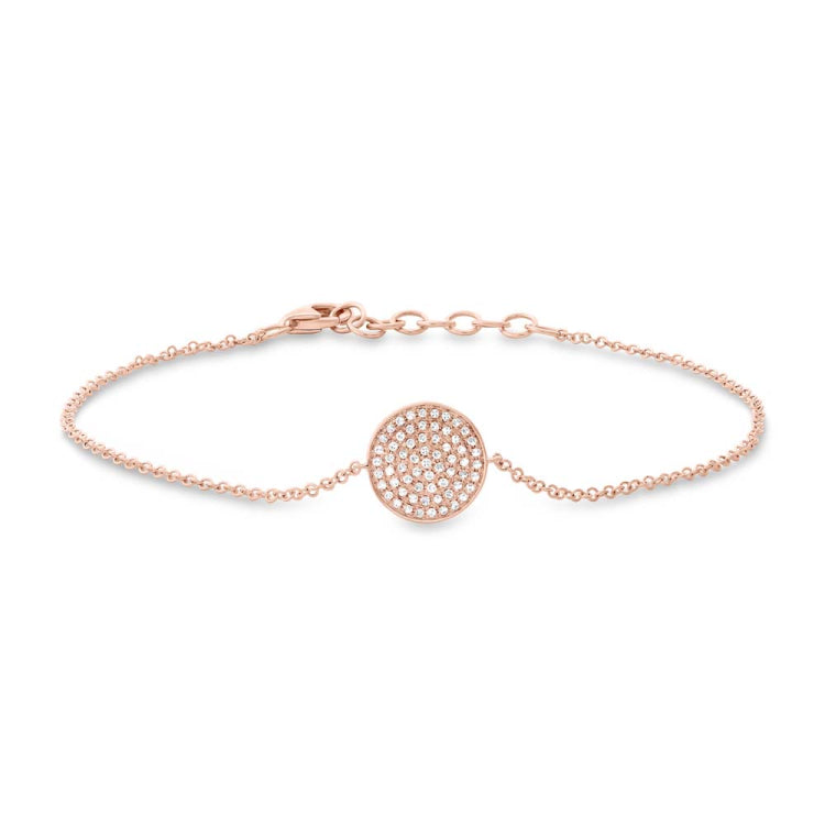 0.15ct 14k Rose Gold Diamond Pave Circle Bracelet