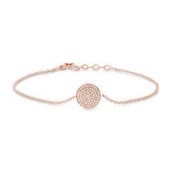 0.15ct 14k Rose Gold Diamond Pave Circle Bracelet