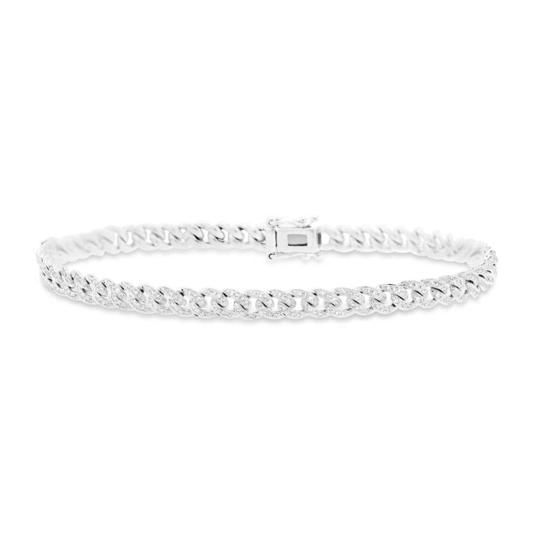 0.96ct 14k White Gold Diamond Pave Chain Bracelet