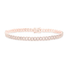 0.96ct 14k Rose Gold Diamond Pave Chain Bracelet