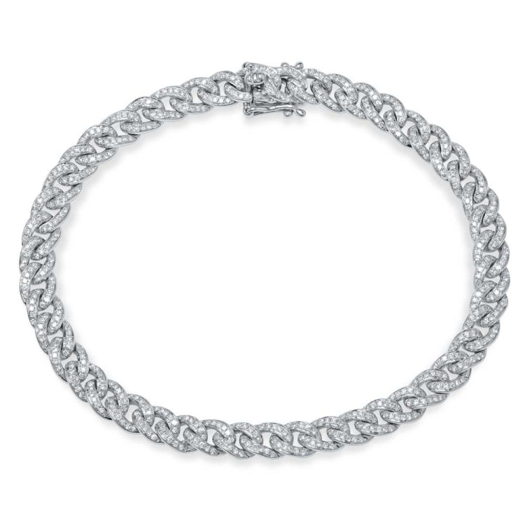 1.20ct 14k White Gold Diamond Pave Chain Bracelet