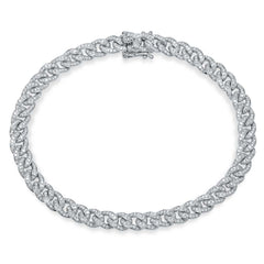 1.20ct 14k White Gold Diamond Pave Chain Bracelet