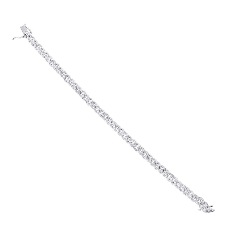 1.20ct 14k White Gold Diamond Pave Chain Bracelet