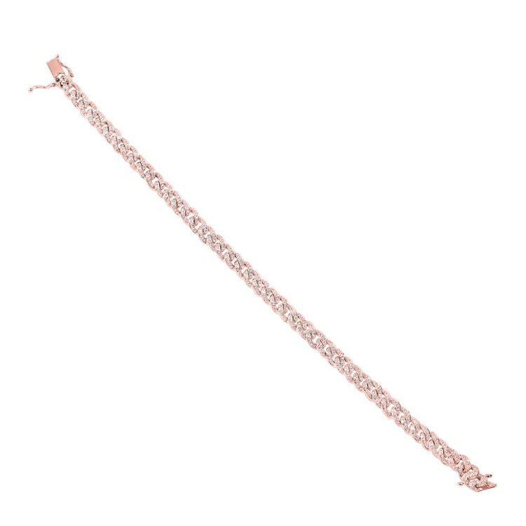 1.20ct 14k Rose Gold Diamond Pave Chain Bracelet