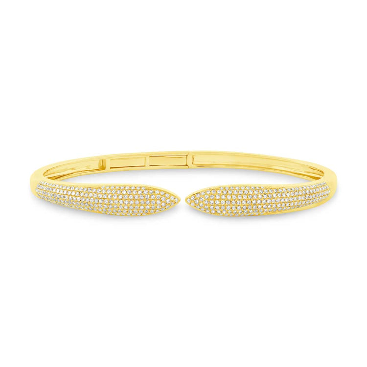 1.08ct 14k Yellow Gold Diamond Claw Bangle