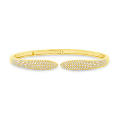 1.08ct 14k Yellow Gold Diamond Claw Bangle