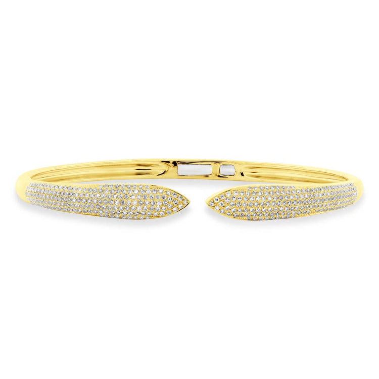 1.08ct 14k Yellow Gold Diamond Claw Bangle