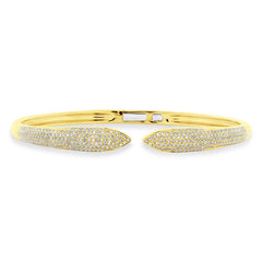 1.08ct 14k Yellow Gold Diamond Claw Bangle