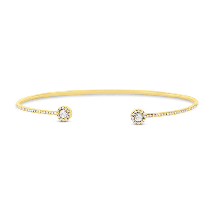 0.33ct 14k Yellow Gold Diamond Rose Cut Bangle