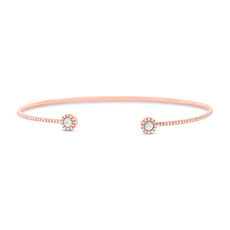 0.33ct 14k Rose Gold Diamond Rose Cut Bangle