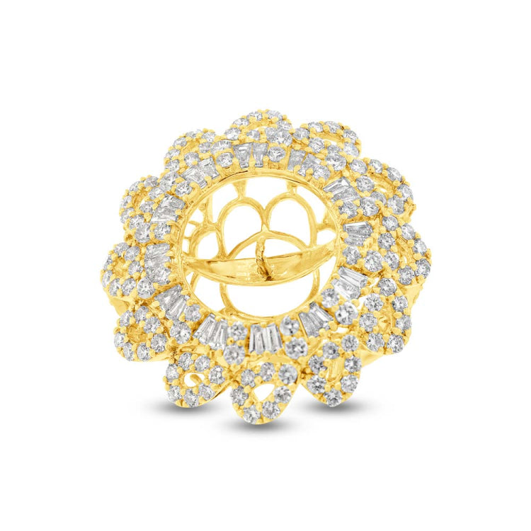 3.52ct 18k Yellow Gold Diamond Semi-mount Ring Size 7.5