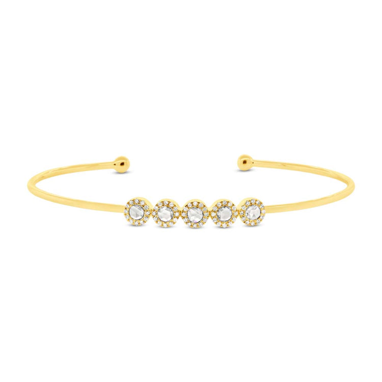 0.39ct 14k Yellow Gold Diamond Rose Cut Bangle