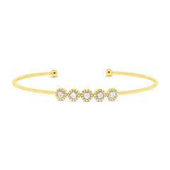 0.39ct 14k Yellow Gold Diamond Rose Cut Bangle