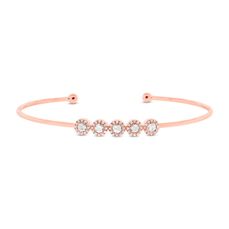 0.39ct 14k Rose Gold Diamond Rose Cut Bangle