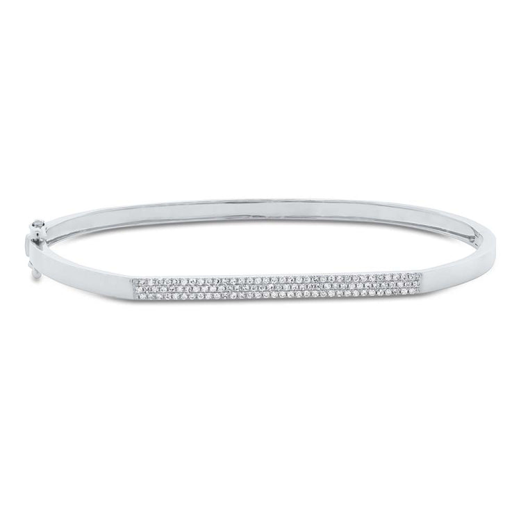 0.30ct 14k White Gold Diamond Pave Bangle