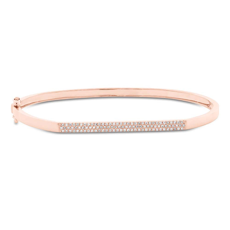 0.30ct 14k Rose Gold Diamond Pave Bangle