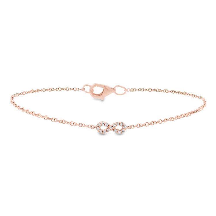 0.04ct 14k Rose Gold Diamond Infinity Bracelet