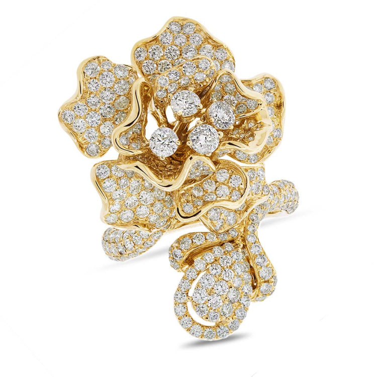 5.04ct 14k Yellow Gold Diamond Flower Lady's Ring Size 7.5