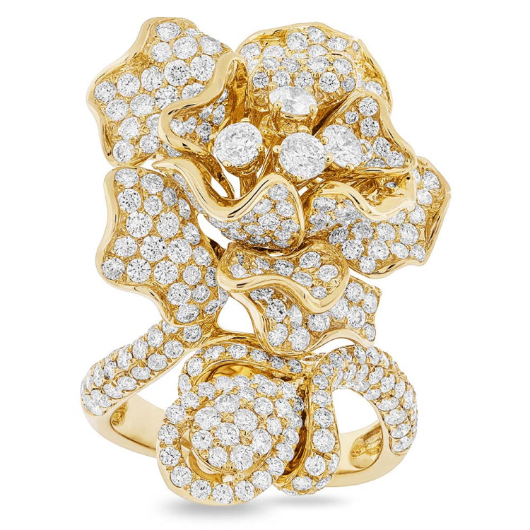 5.04ct 14k Yellow Gold Diamond Flower Lady's Ring Size 7.5