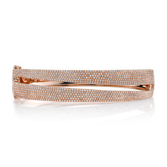 1.96ct 14k Rose Gold Diamond Pave Bangle