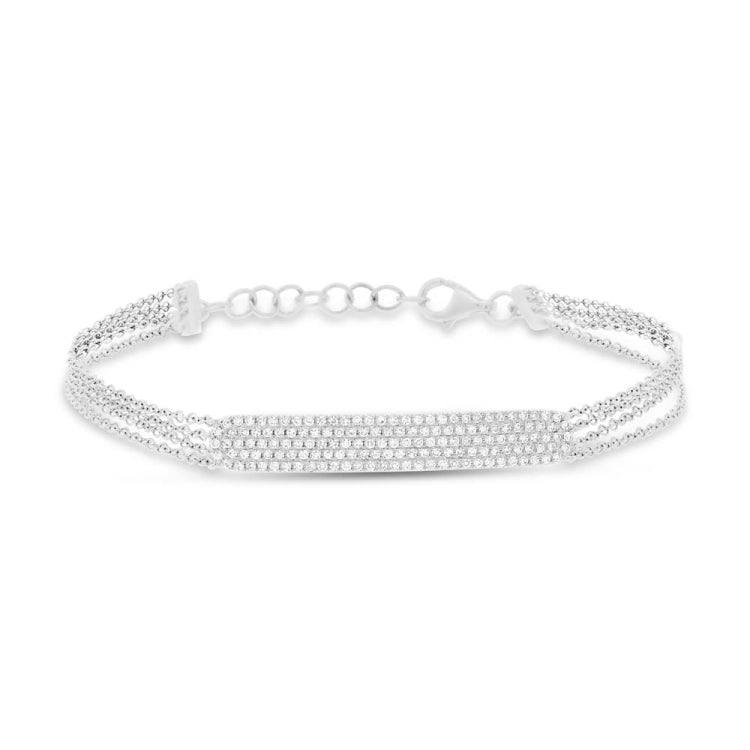 0.39ct 14k White Gold Diamond Pave Bar Bracelet