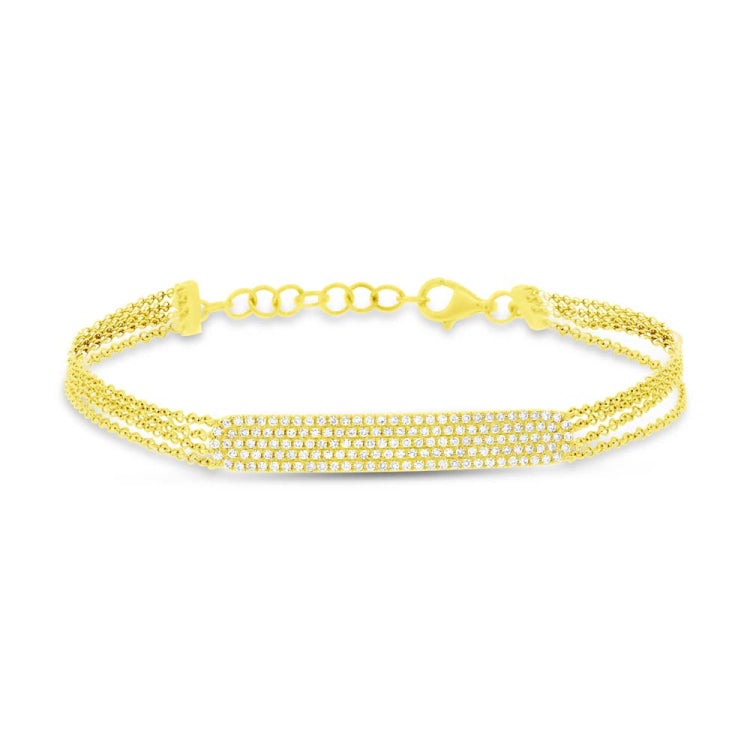 0.39ct 14k Yellow Gold Diamond Pave Bar Bracelet