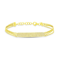 0.39ct 14k Yellow Gold Diamond Pave Bar Bracelet